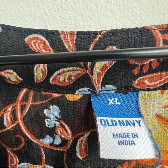 Old Navy V-Neck Smocked Floral Blouse Balloon Sleeve Babydoll Boho Peasant XL - Picture 10 of 15